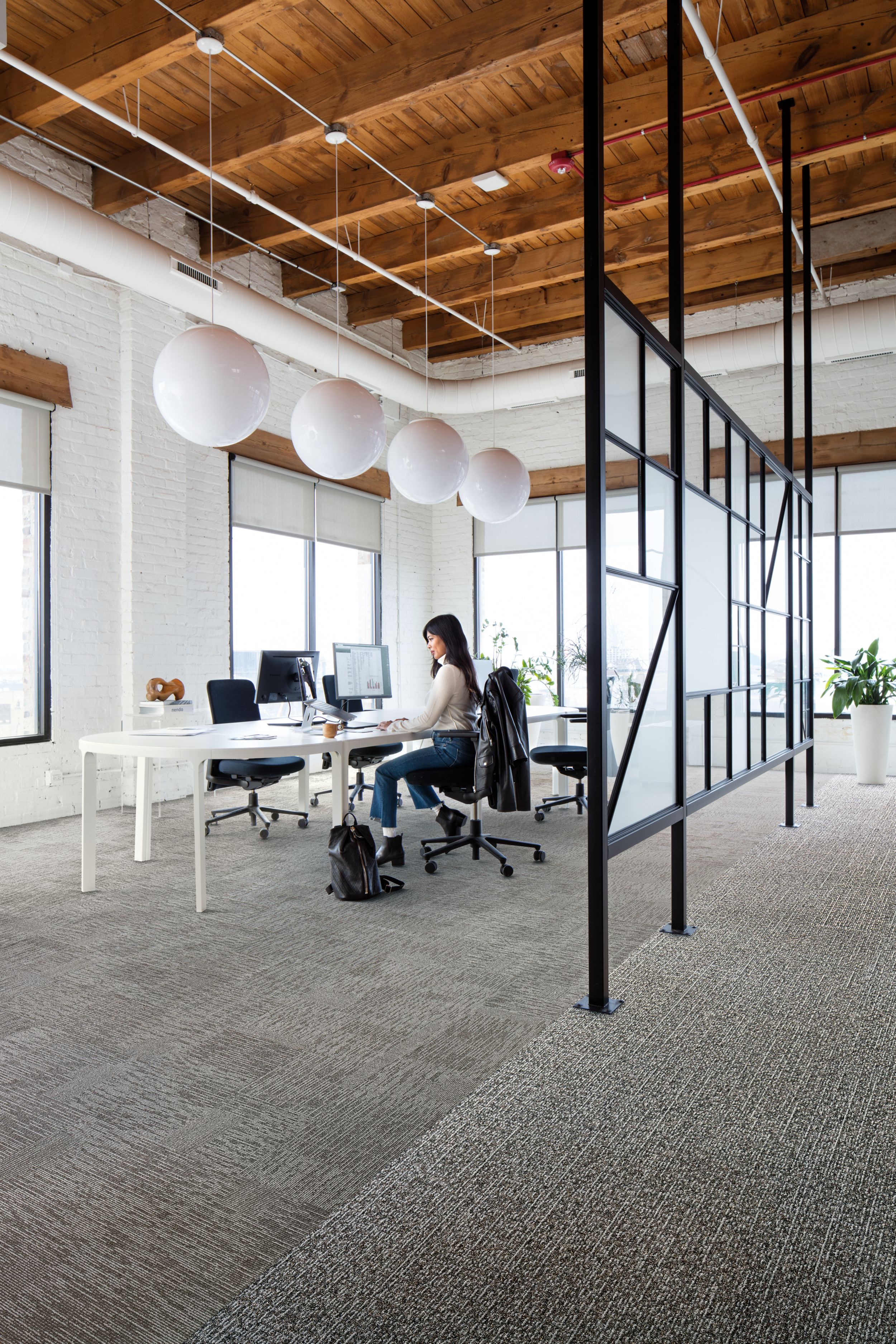 Interface Zen Stitch and Sashiko Stitch plank carpet tile in open office image number 2